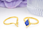 Luxurious Classic 4-Prong Kite Cut Sapphire Bridal Ring Set - Additional view