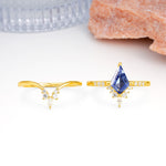 Luxurious Classic 4-Prong Kite Cut Tanzanite Bridal Ring Set - Additional view
