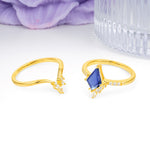 Luxurious Classic 4-Prong Kite Cut Tanzanite Bridal Ring Set - Additional view