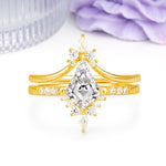 Luxurious Classic 4-Prong Kite Cut Lab Diamond Bridal Ring Set - Additional view