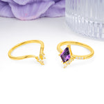 Luxurious Classic 4-Prong Kite Cut Amethyst Bridal Ring Set - Additional view