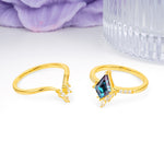 Luxurious Classic 4-Prong Kite Cut Alexandrite Bridal Ring Set - Additional view