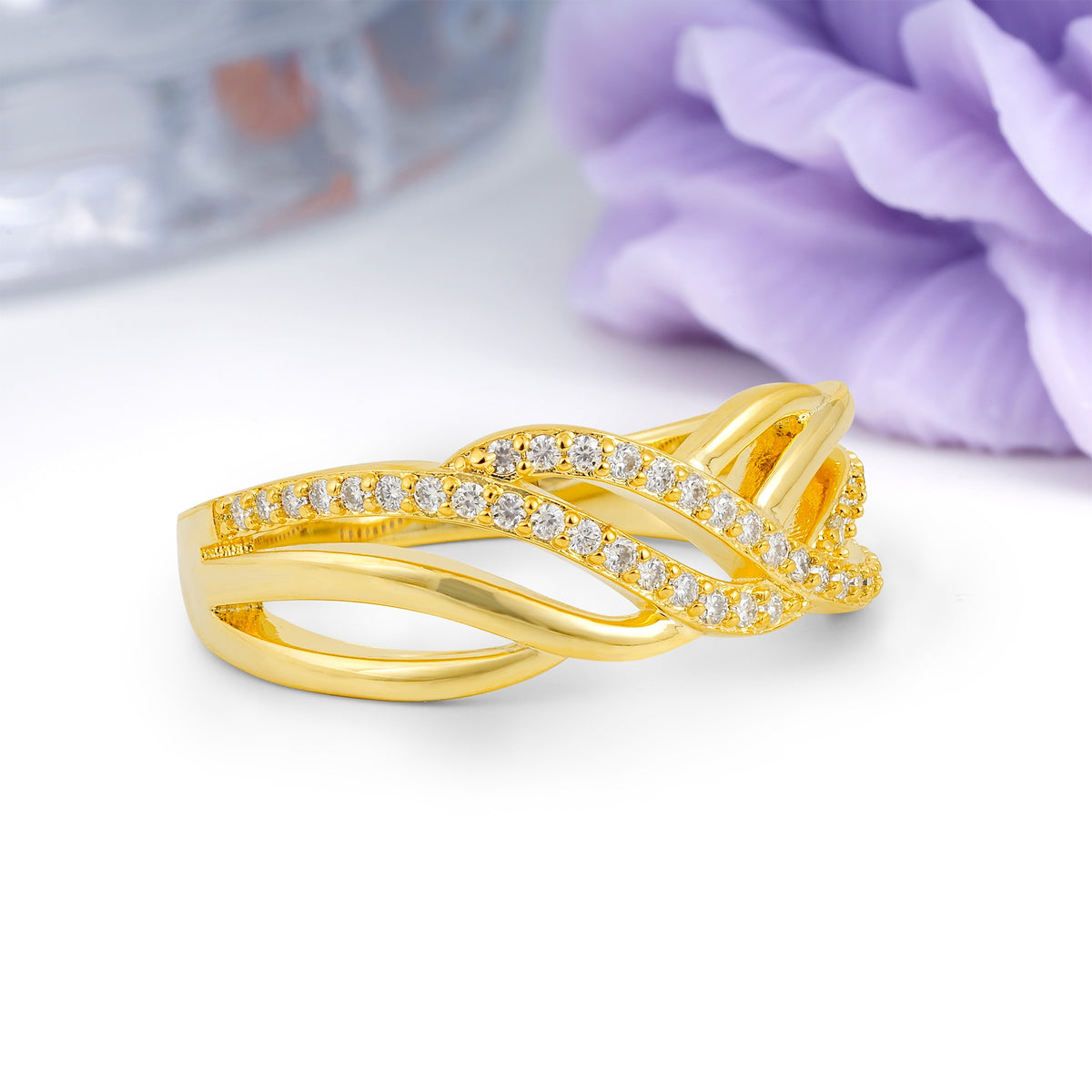 Romantic Infinity Interweave Twisted Half Micro Pave Bridal Moissanite Wedding Ring - Additional view