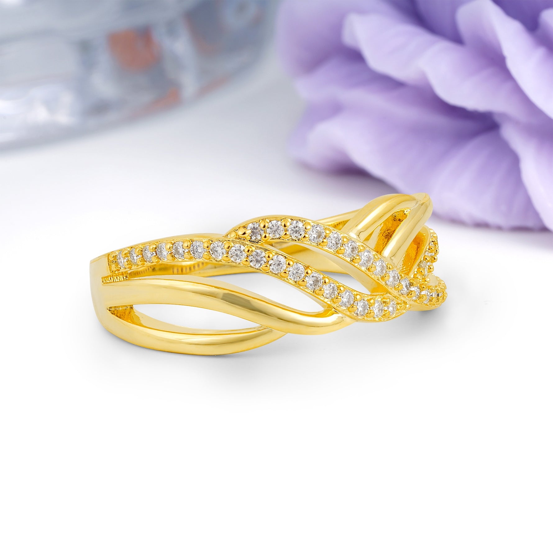 Romantic Infinity Interweave Twisted Half Micro Pave Bridal Moissanite Wedding Ring - Additional view