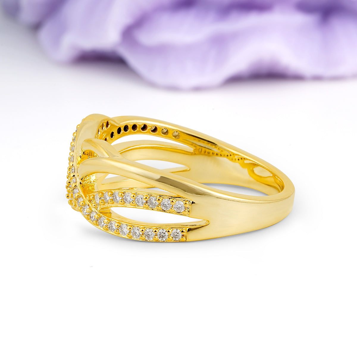 Romantic Infinity Interweave Twisted Half Micro Pave Bridal Moissanite Wedding Ring - Additional view