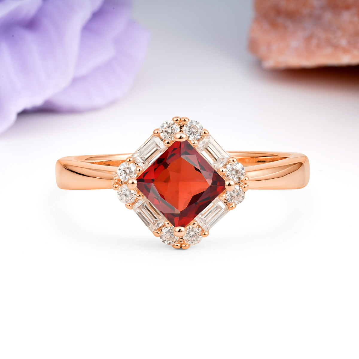 Classic Luxury 4-Prong Princess-Cut Garnet Engagement Ring - Additional view