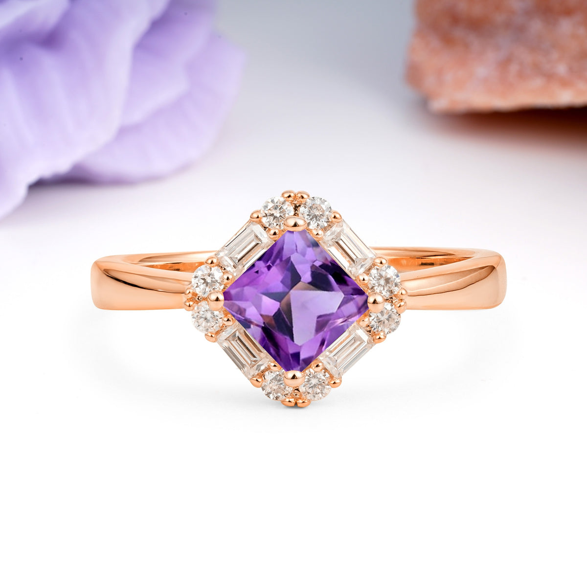 Classic Luxury 4-Prong Princess-Cut Amethyst Engagement Ring - Additional view