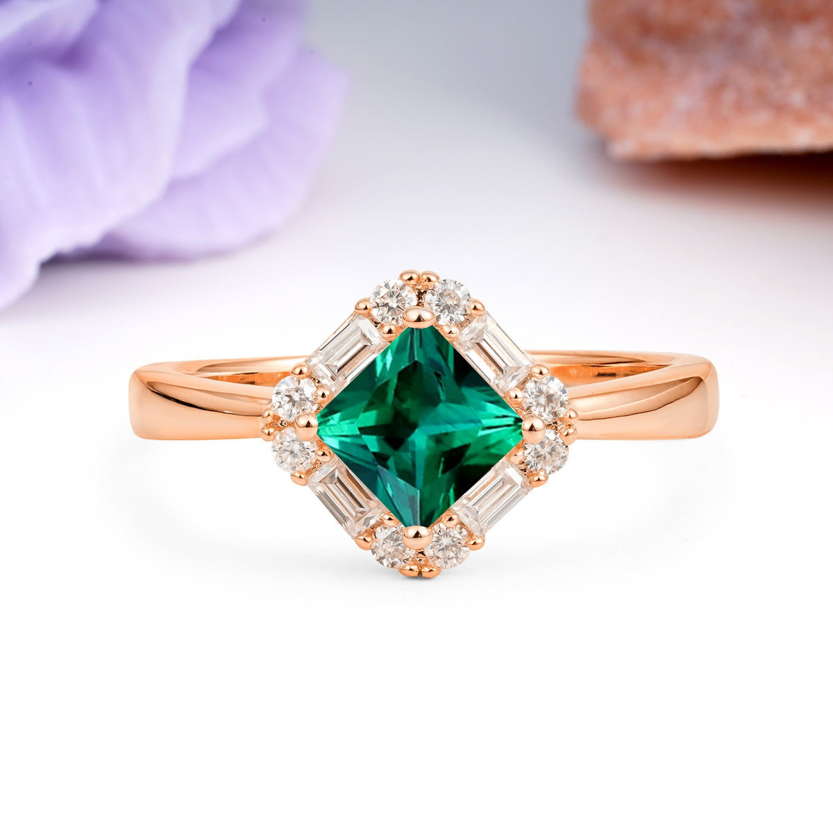 Classic Luxury 4-Prong Princess-Cut Emerald Engagement Ring - Additional view