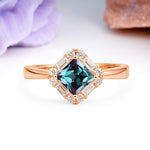 Classic Luxury 4-Prong Princess-Cut Alexandrite Engagement Ring - Additional view