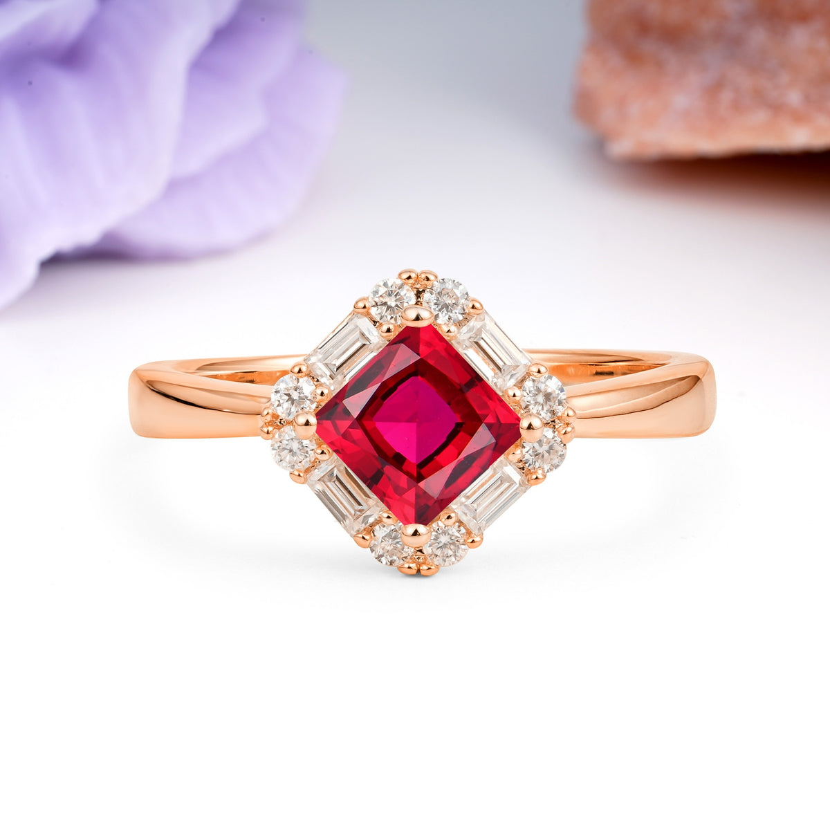 Classic Luxury 4-Prong Princess-Cut Ruby Engagement Ring - Additional view
