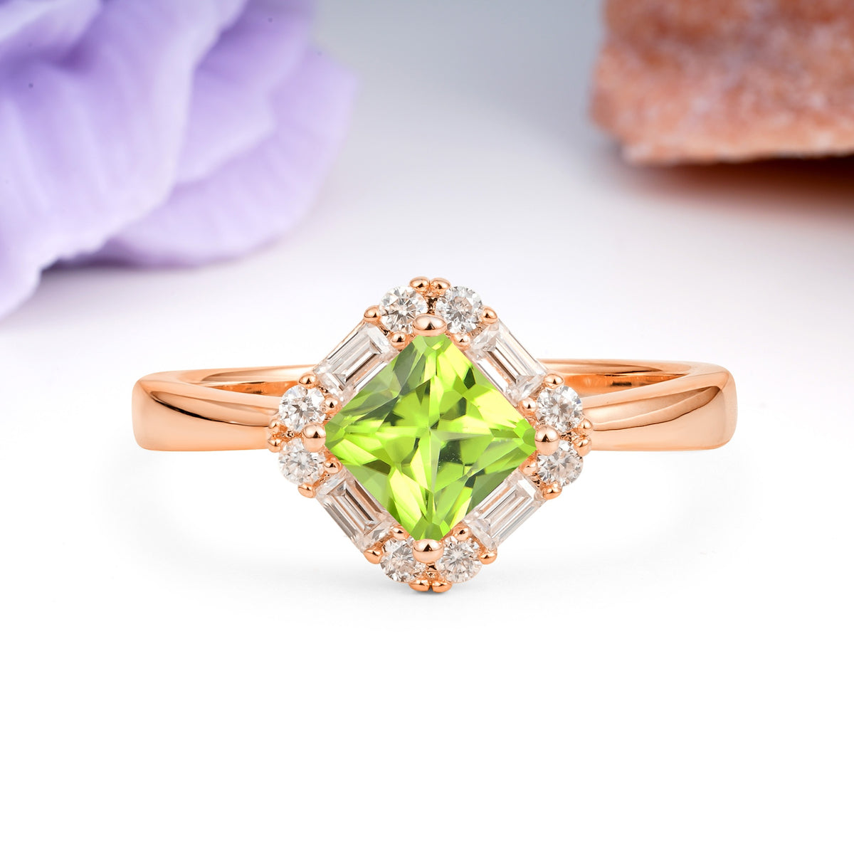 Classic Luxury 4-Prong Princess-Cut Peridot Engagement Ring - Additional view