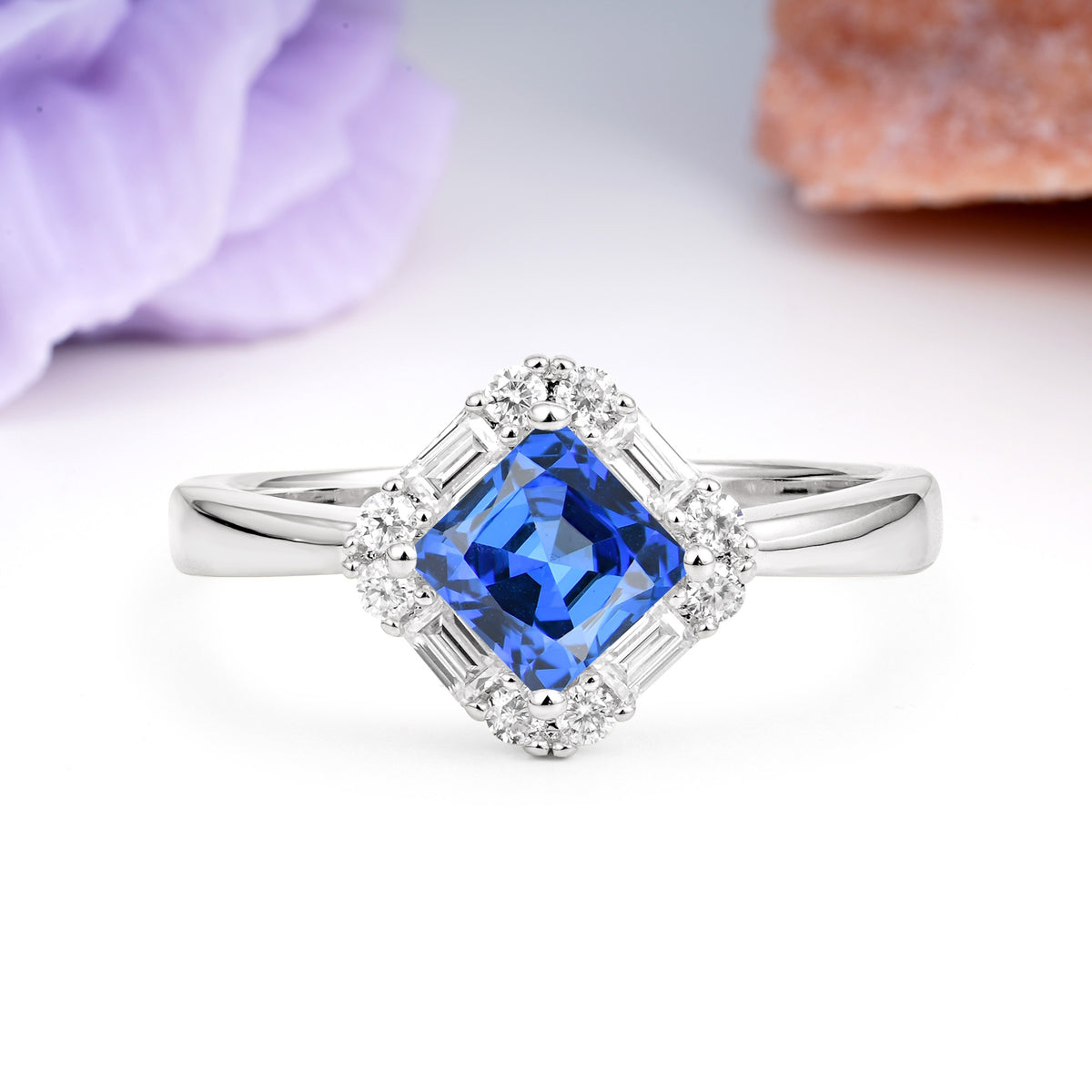 Classic Luxury 4-Prong Princess-Cut Sapphire Engagement Ring - Additional view