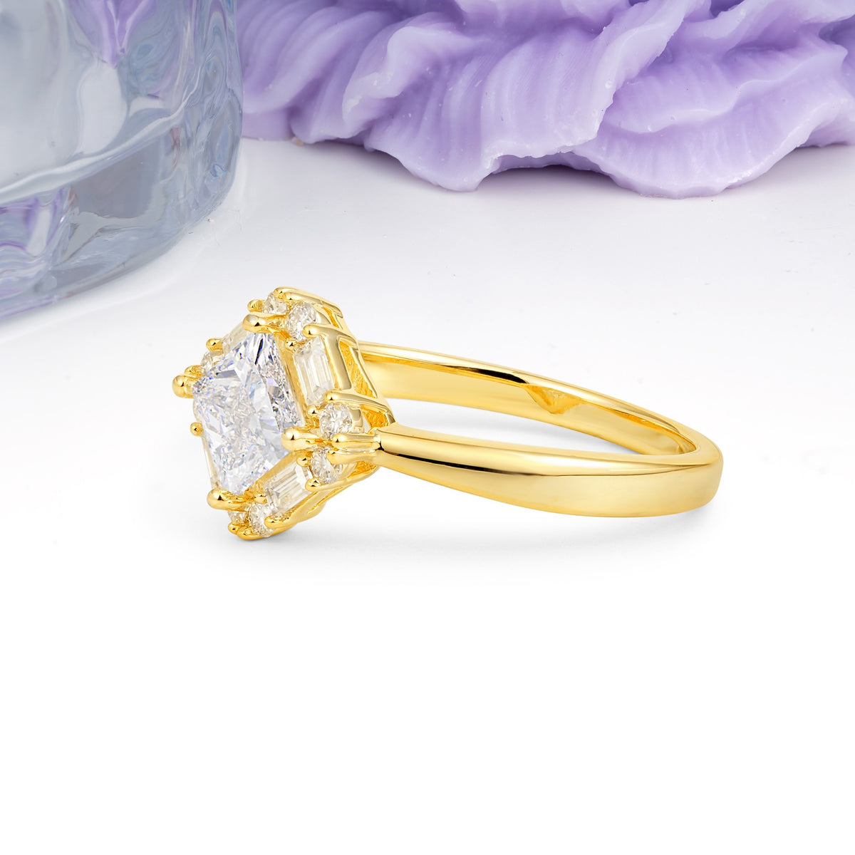Classic Luxury 4-Prong Princess-Cut Moissanite Engagement Ring - Additional view