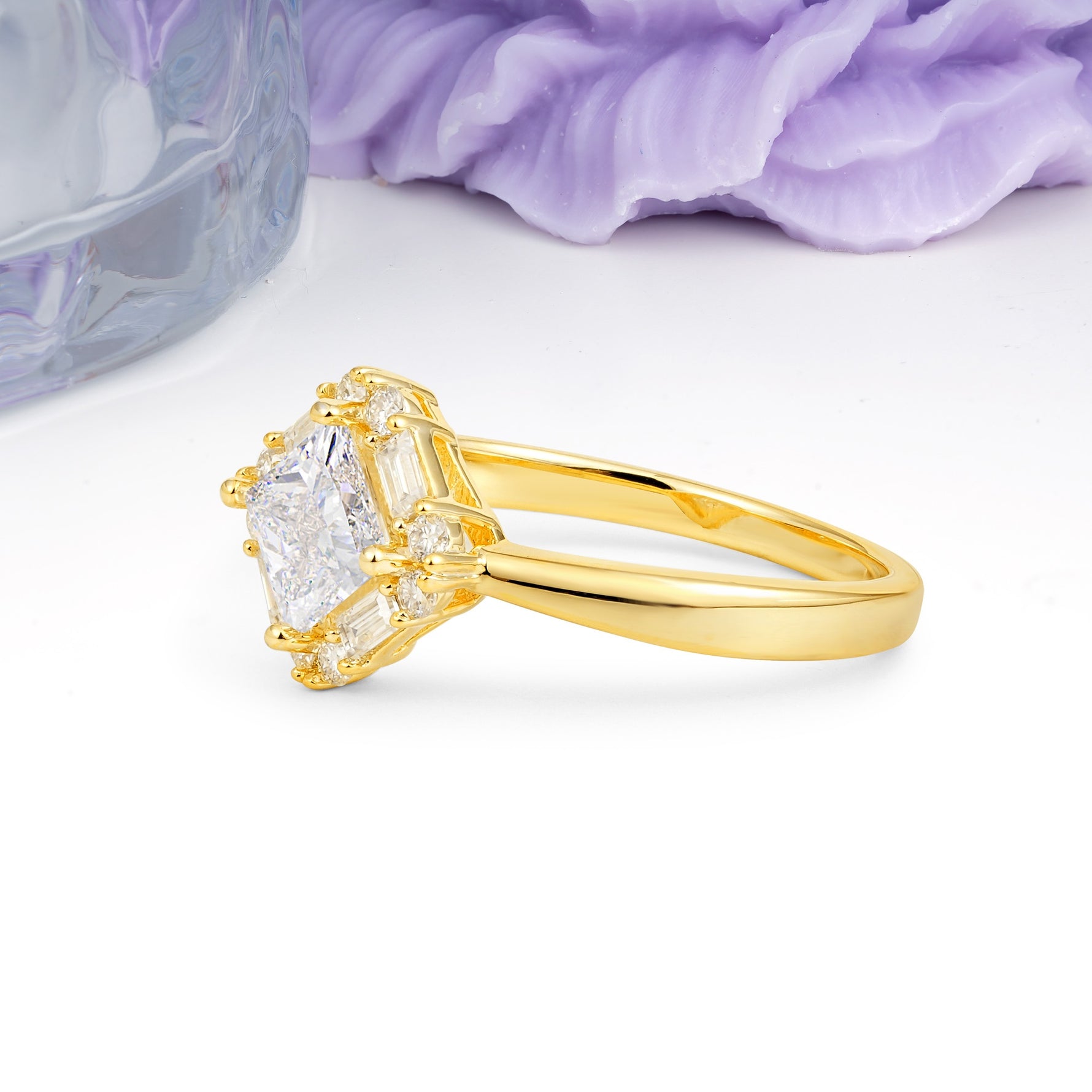 Classic Luxury 4-Prong Princess-Cut Moissanite Engagement Ring - Additional view