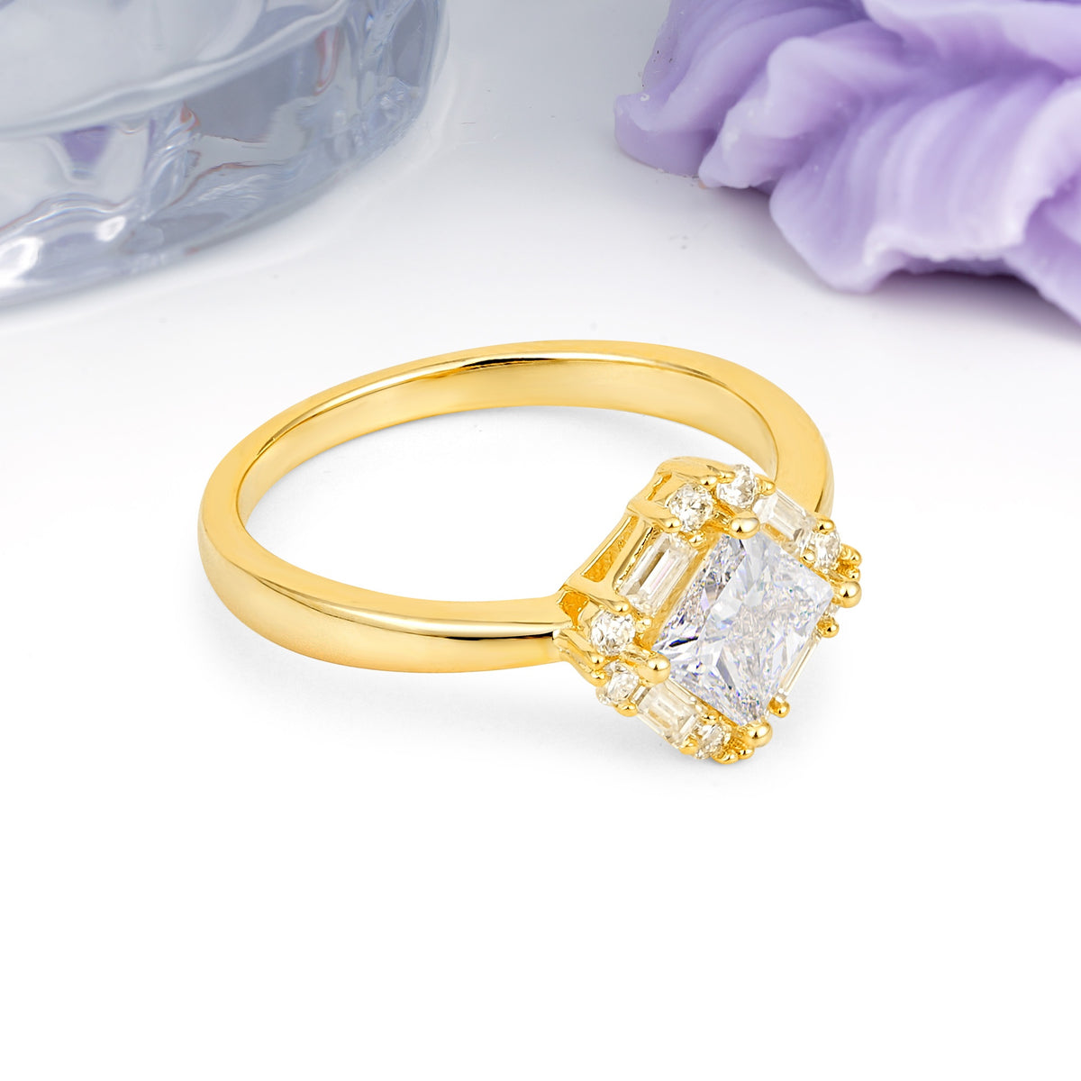 Classic Luxury 4-Prong Princess-Cut Moissanite Engagement Ring - Additional view