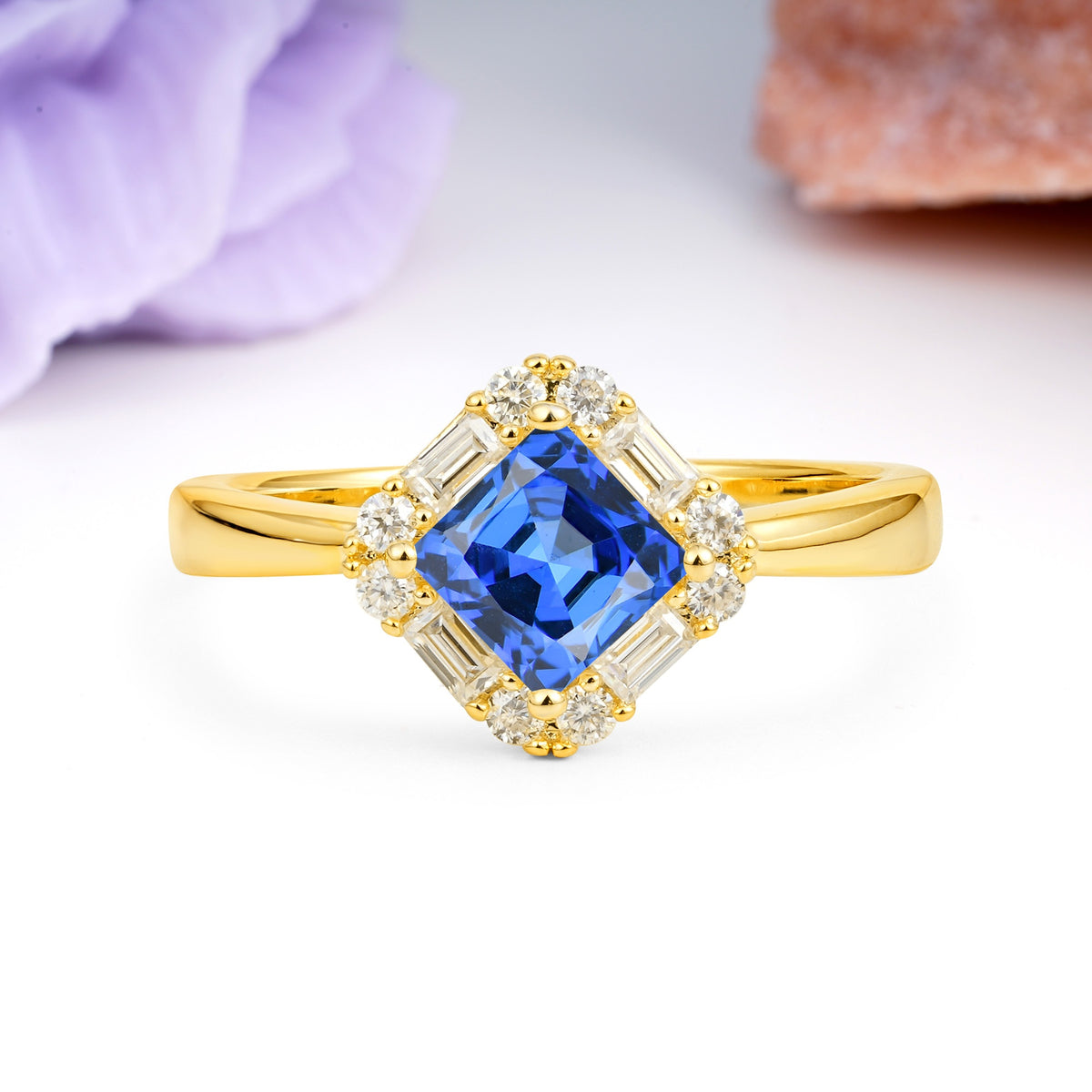 Classic Luxury 4-Prong Princess-Cut Sapphire Engagement Ring - Additional view
