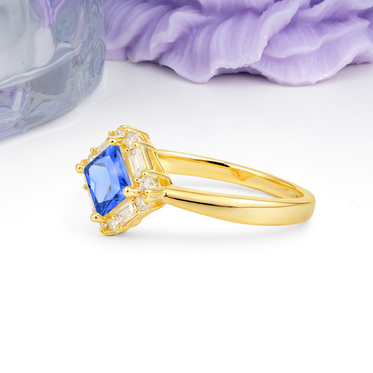 Classic Luxury 4-Prong Princess-Cut Sapphire Engagement Ring - Additional view
