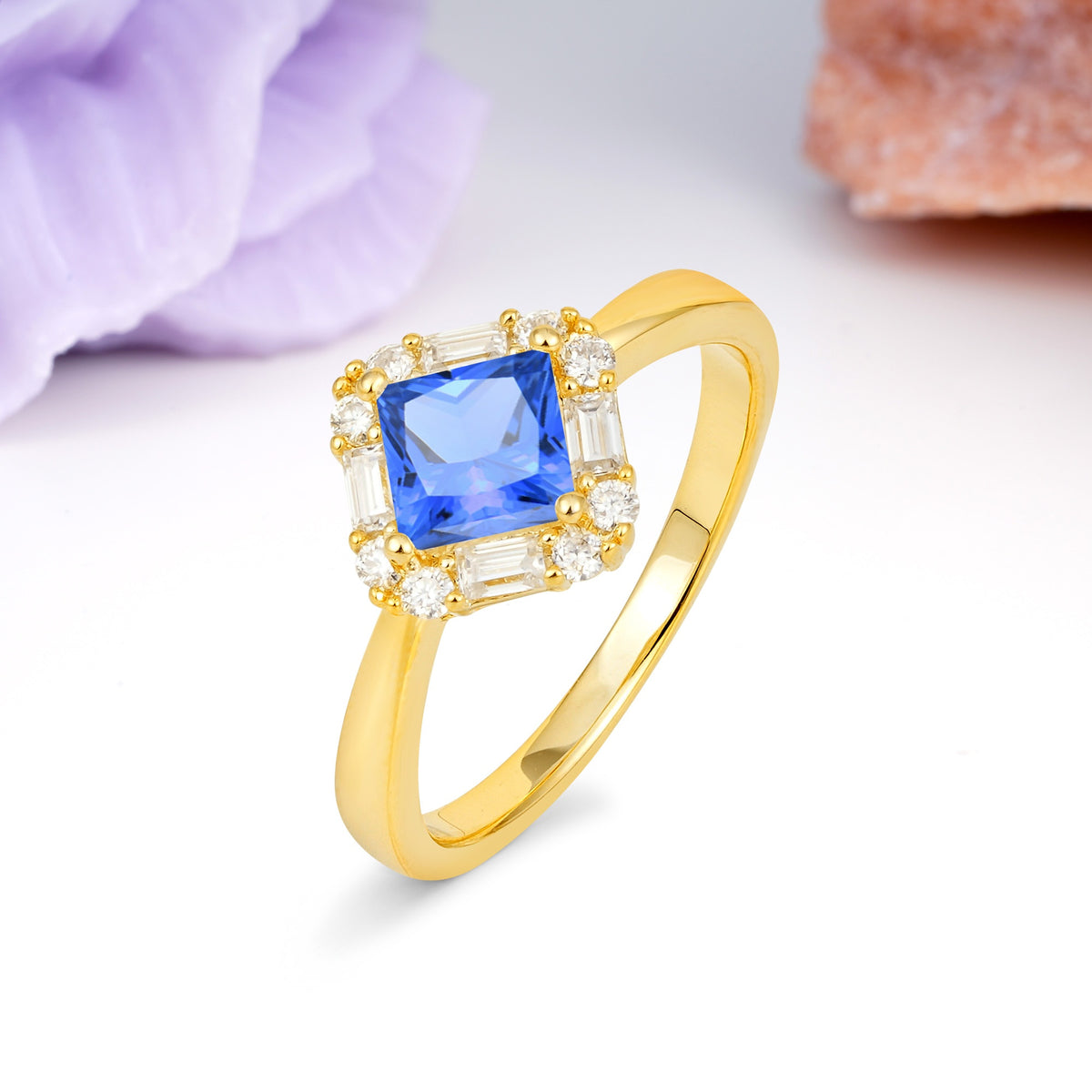 Classic Luxury 4-Prong Princess-Cut Sapphire Engagement Ring - Additional view