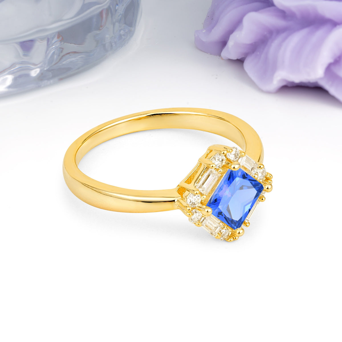 Classic Luxury 4-Prong Princess-Cut Sapphire Engagement Ring - Additional view