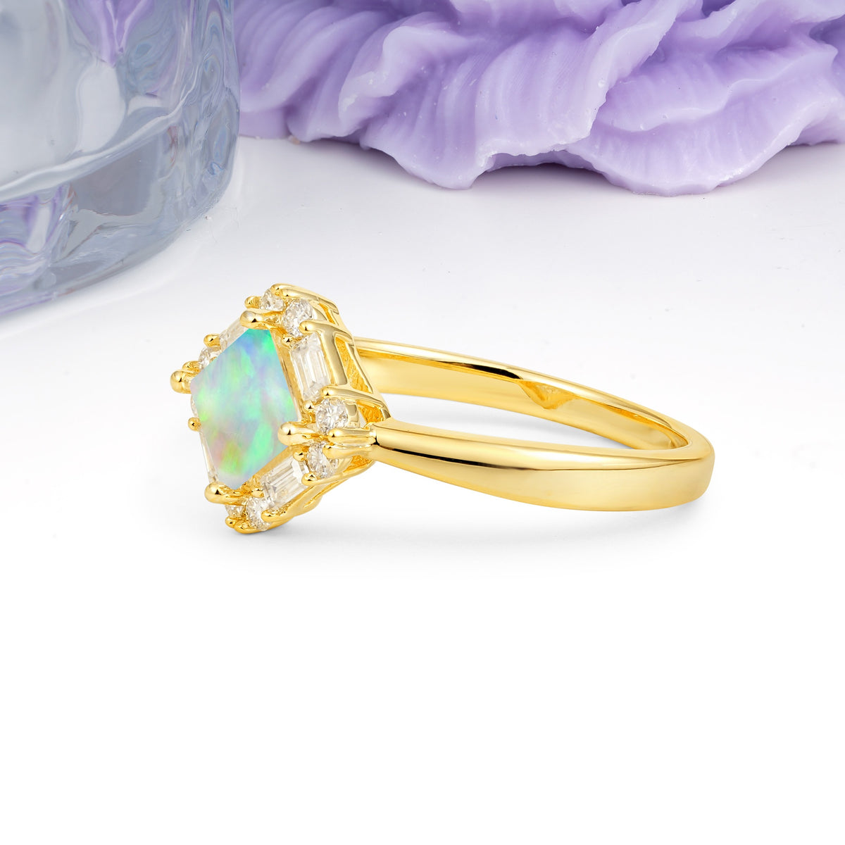 Classic Luxury 4-Prong Princess-Cut Fire Opal Engagement Ring - Additional view