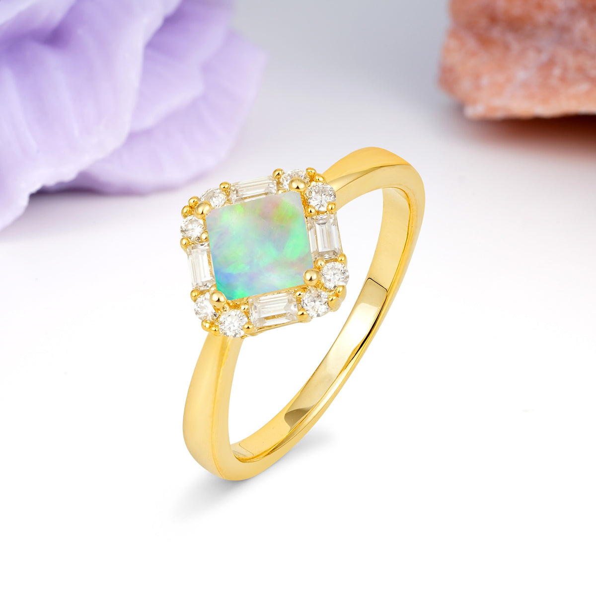 Classic Luxury 4-Prong Princess-Cut Fire Opal Engagement Ring - Additional view