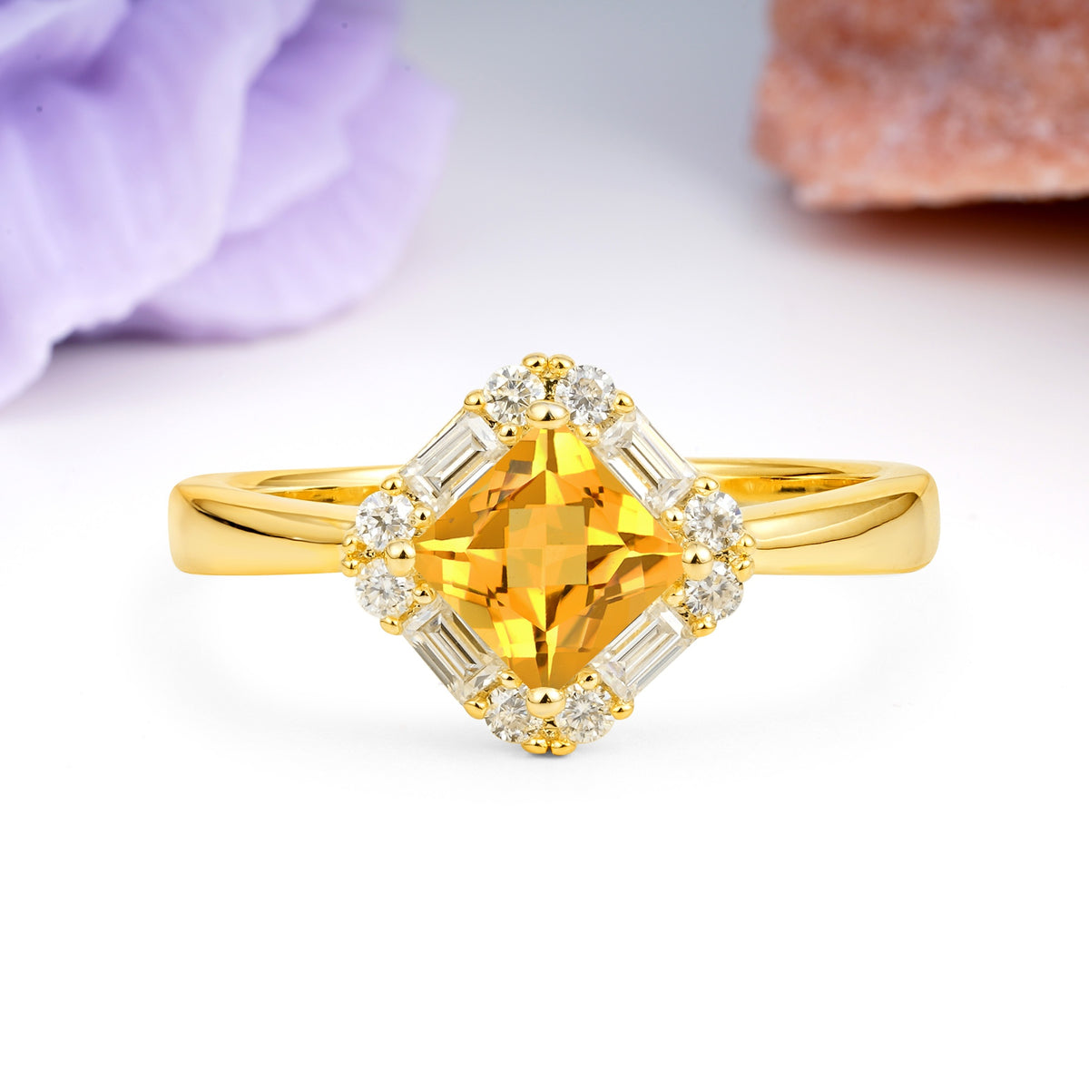 Classic Luxury 4-Prong Princess-Cut Citrine Engagement Ring - Additional view