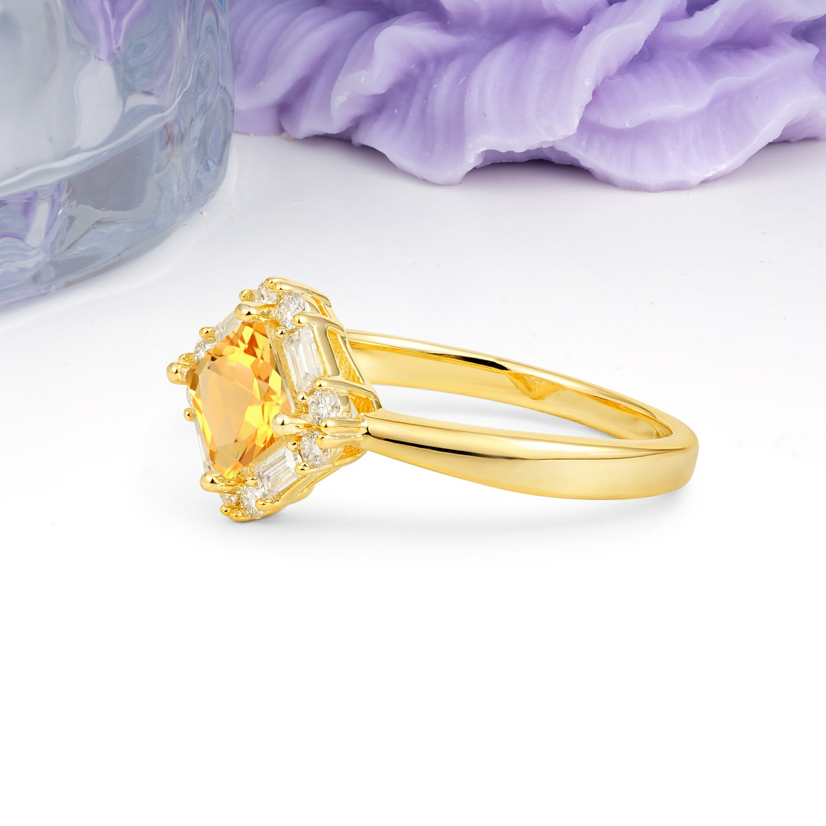 Classic Luxury 4-Prong Princess-Cut Citrine Engagement Ring - Additional view