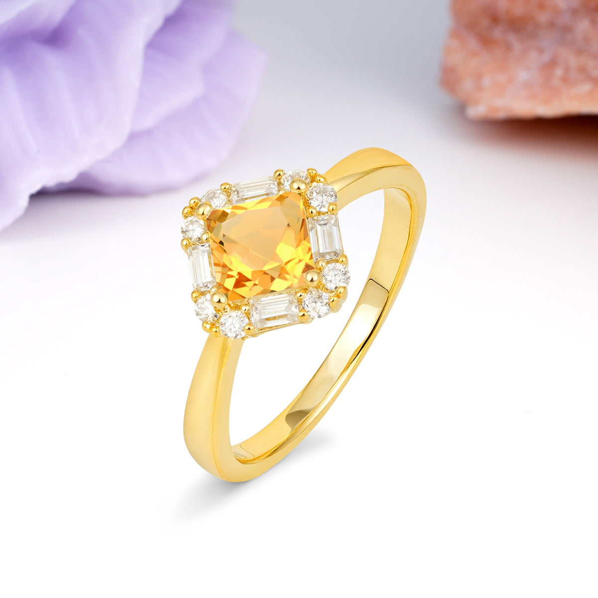 Classic Luxury 4-Prong Princess-Cut Citrine Engagement Ring - Additional view