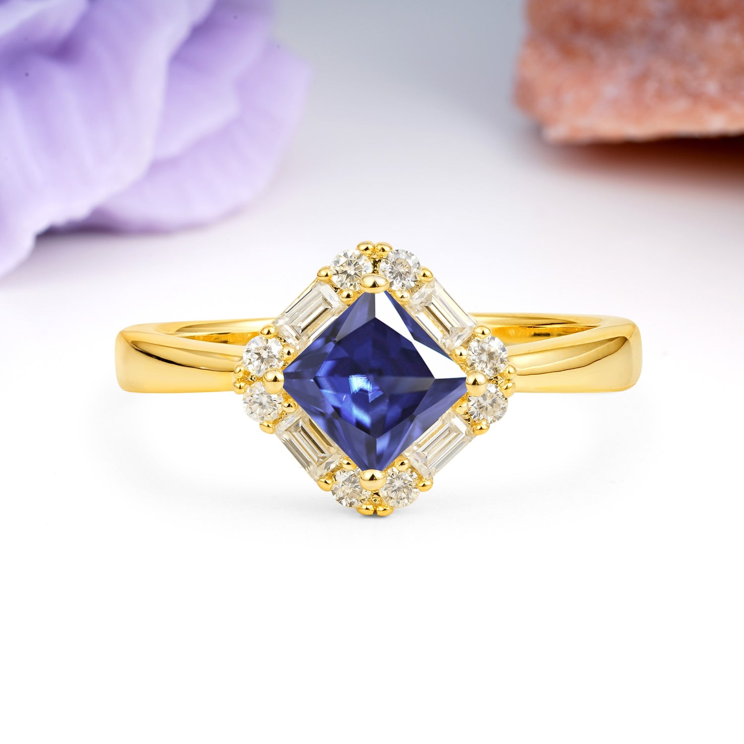 Classic Luxury 4-Prong Princess-Cut Tanzanite Engagement Ring - Additional view