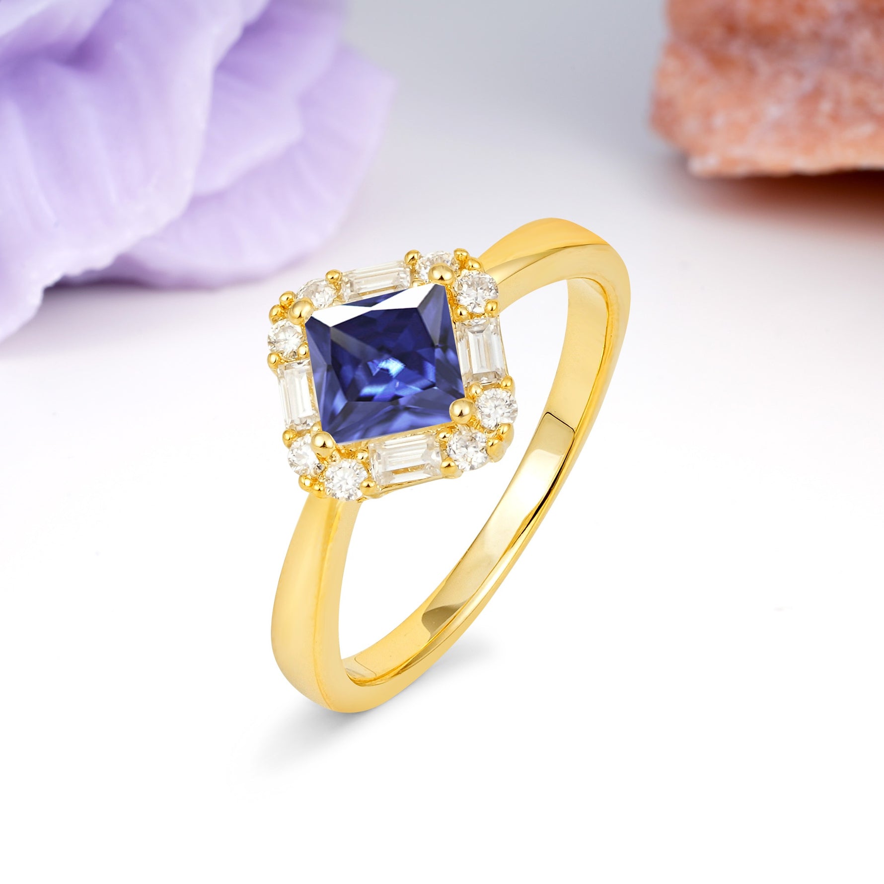 Classic Luxury 4-Prong Princess-Cut Tanzanite Engagement Ring - Additional view