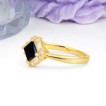 Classic Luxury 4-Prong Princess-Cut Black Onyx Engagement Ring - Additional view