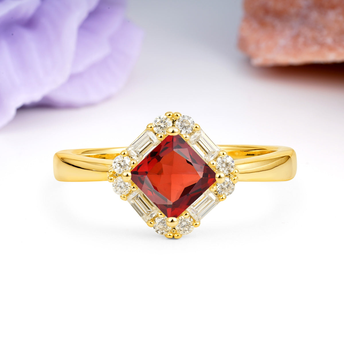 Classic Luxury 4-Prong Princess-Cut Garnet Engagement Ring - Additional view