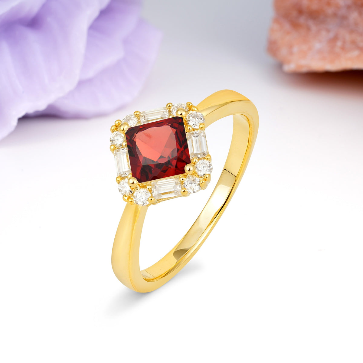 Classic Luxury 4-Prong Princess-Cut Garnet Engagement Ring - Additional view