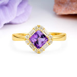 Classic Luxury 4-Prong Princess-Cut Amethyst Engagement Ring - Additional view