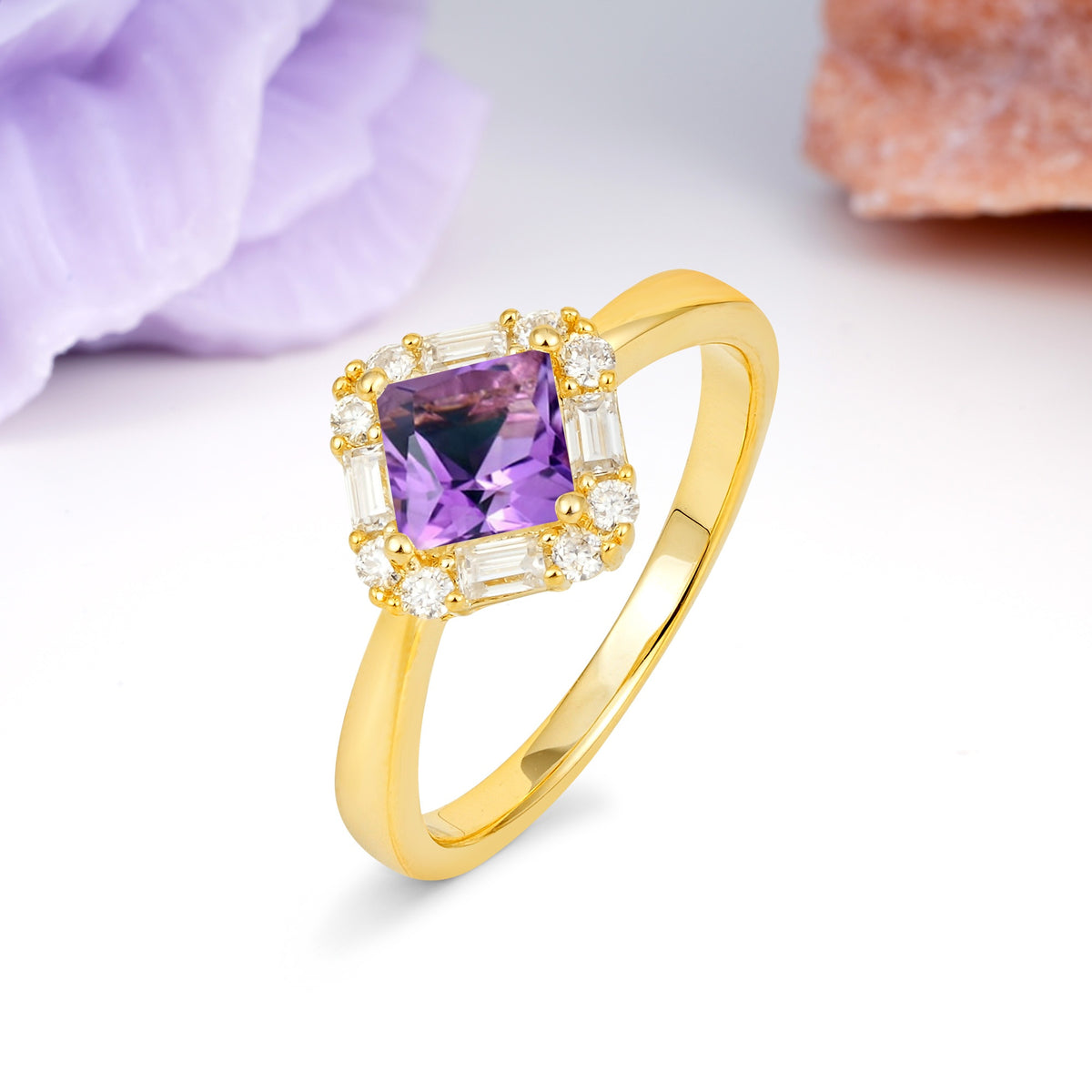 Classic Luxury 4-Prong Princess-Cut Amethyst Engagement Ring - Additional view