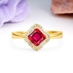 Classic Luxury 4-Prong Princess-Cut Ruby Engagement Ring - Additional view