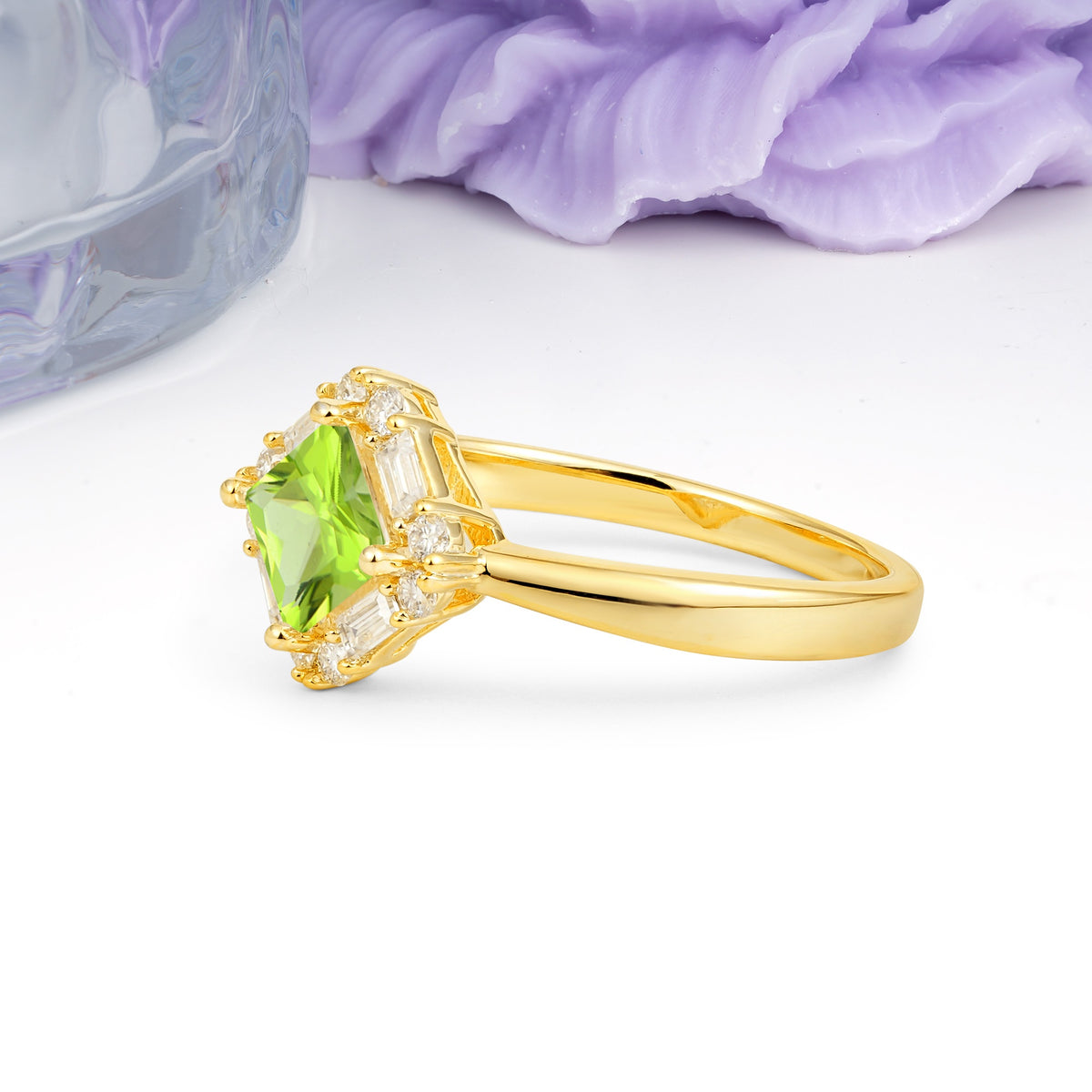Classic Luxury 4-Prong Princess-Cut Peridot Engagement Ring - Additional view