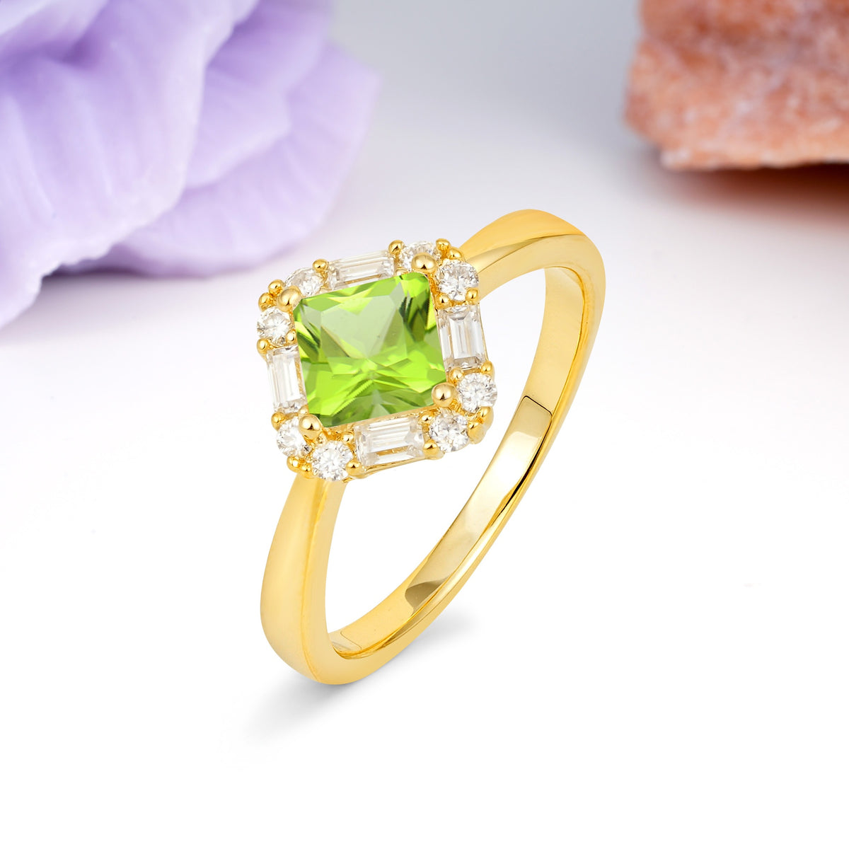 Classic Luxury 4-Prong Princess-Cut Peridot Engagement Ring - Additional view