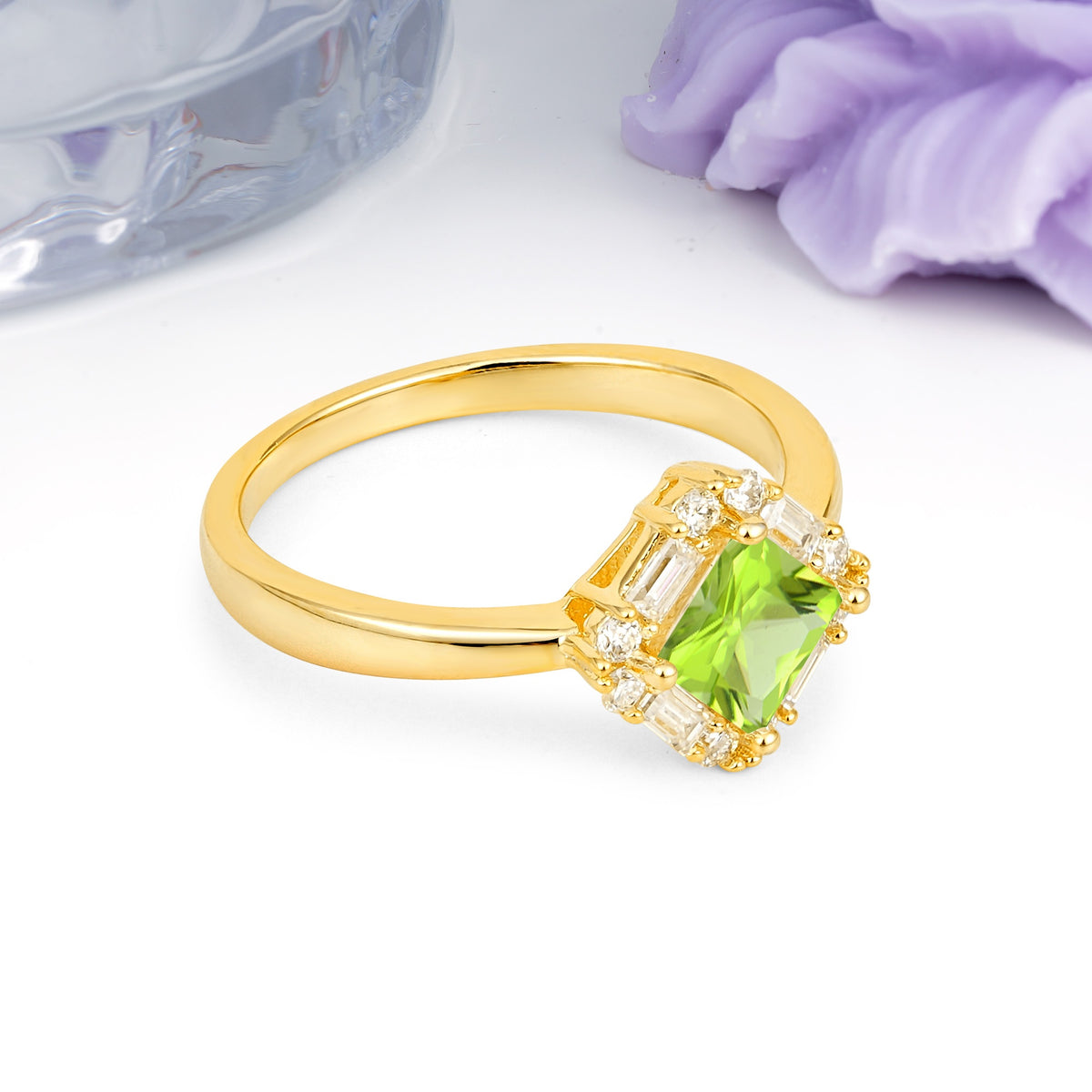 Classic Luxury 4-Prong Princess-Cut Peridot Engagement Ring - Additional view