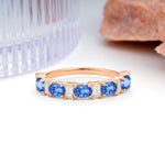 Alternating Round Cut Sapphire Half‑Eternity Stackable Wedding Ring - Additional view