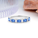 Alternating Round Cut Sapphire Half‑Eternity Stackable Wedding Ring - Additional view
