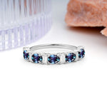 Alternating Round Cut Alexandrite Half‑Eternity Stackable Wedding Ring - Additional view