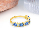 Alternating Round Cut Sapphire Half‑Eternity Stackable Wedding Ring - Additional view