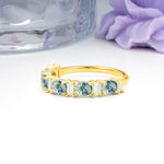 Alternating Round Cut Moss Agate Half‑Eternity Stackable Wedding Ring - Additional view