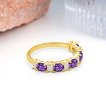 Alternating Round Cut Amethyst Half‑Eternity Stackable Wedding Ring - Additional view