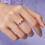 Alternating Round Cut Amethyst Half‑Eternity Stackable Wedding Ring - Additional view