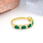 Alternating Round Cut Emerald Half‑Eternity Stackable Wedding Ring - Additional view