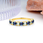 Alternating Round Cut Alexandrite Half‑Eternity Stackable Wedding Ring - Additional view