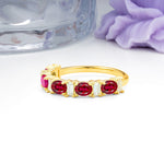 Alternating Round Cut Ruby Half‑Eternity Stackable Wedding Ring - Additional view