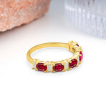 Alternating Round Cut Ruby Half‑Eternity Stackable Wedding Ring - Additional view